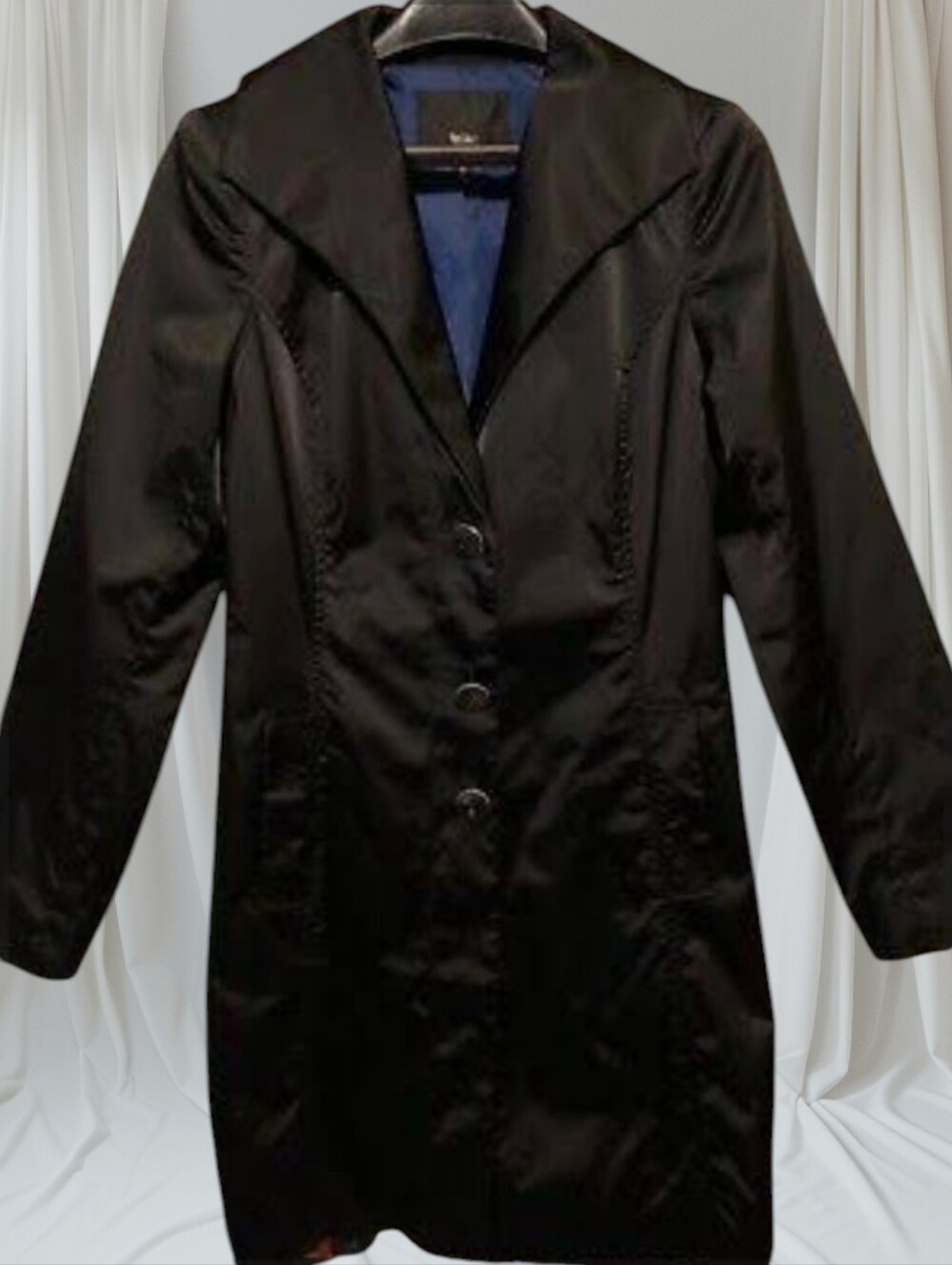 Mossimo Supply Co. Black Single-Breasted Size Medium Trench Coat